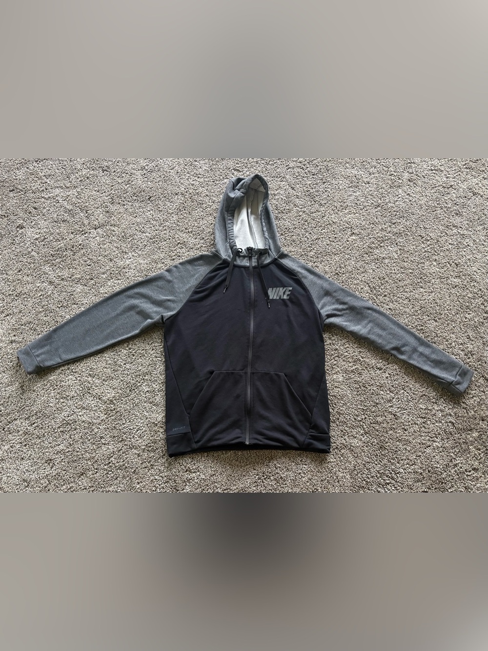 Nike Dri-fit Full Zip Hoodie Black Gray Mens Size M Athleisure Activewear